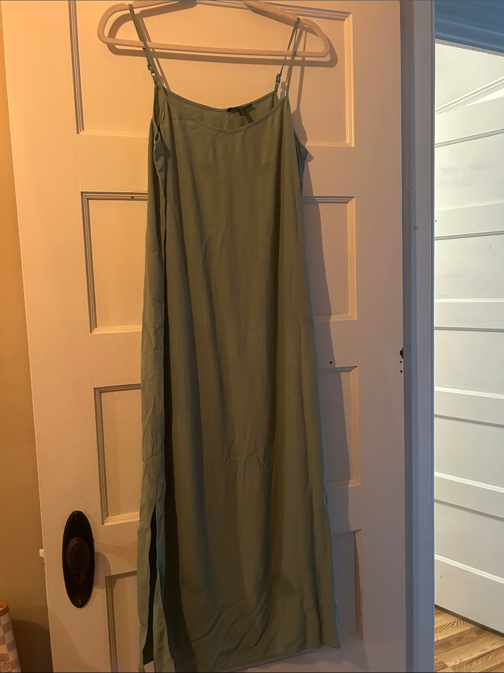 Eileen Fisher - Light Green Slip Maxi Skirt with Side Slit (XS)